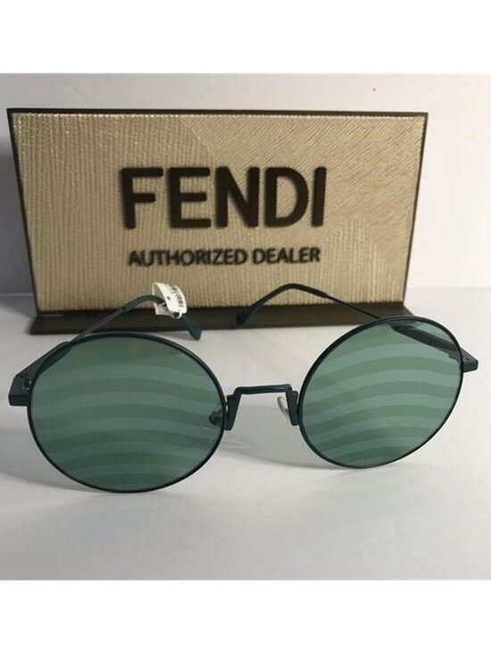 New - FENDI 53mm Round Sunglasses Green Wave Men’s Women’s